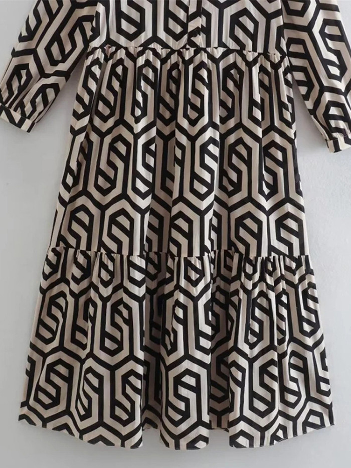 Fashion Boho Casual Holiday Loose Print Dress