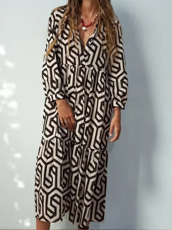 Fashion Boho Casual Holiday Loose Print Dress