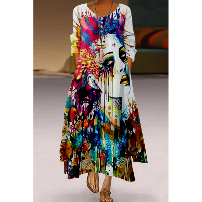 Simple Style Long Sleeved Knee Length Loose Comfortable Sexy Dress
