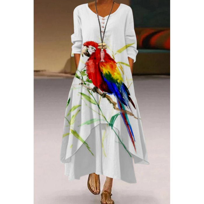 Fashion Print Painted Long Sleeve Loose Casual Dress