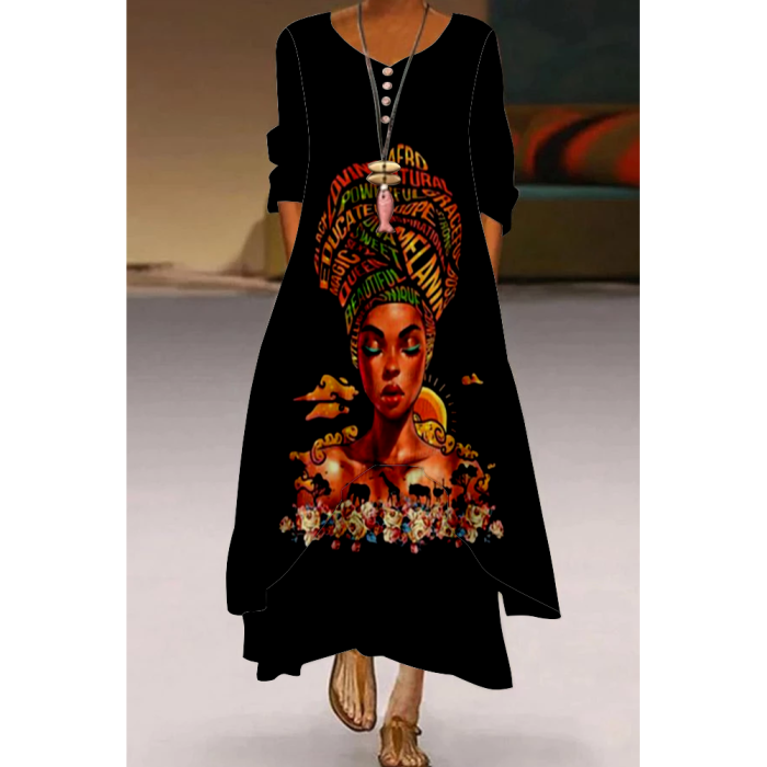 Fashionable Long Sleeve Loose Comfortable  Maxi Dress