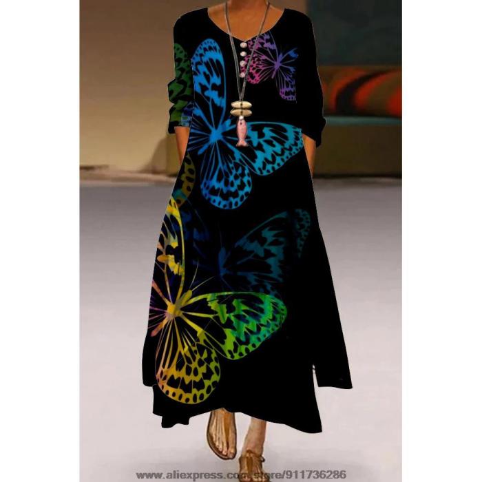 3D Printed Boho Sexy Vintage Party Maxi Dress