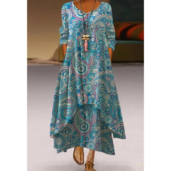 Autumn Fashion Street Print Beach Sexy  Maxi Dress