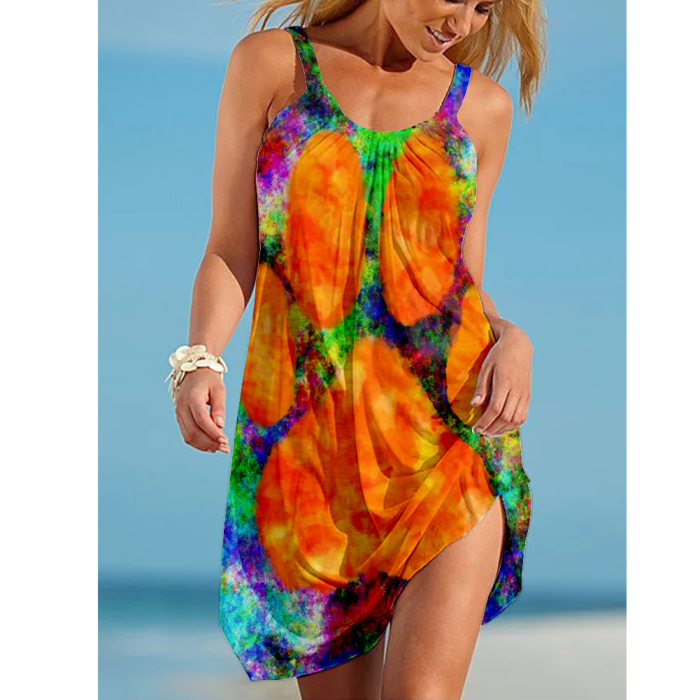 Fashion Print Suspender Sexy Sleeveless Dress