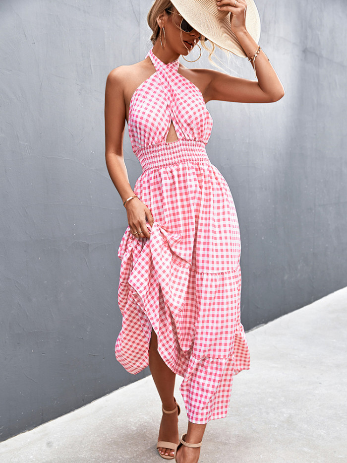 Print Floral Sleeveless Fashion High Waist Dress