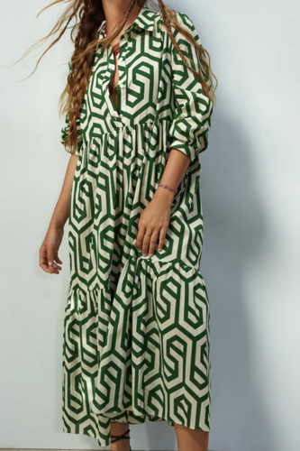 Fashion Boho Casual Holiday Loose Print Dress