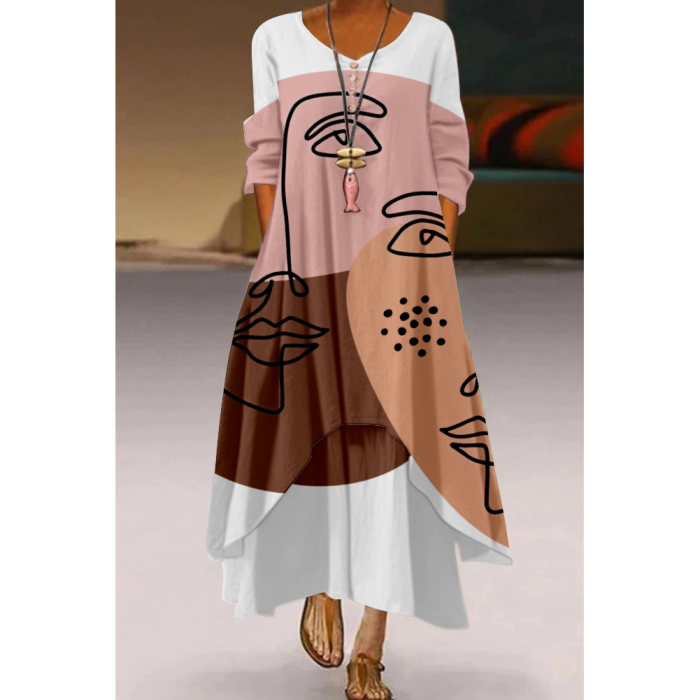 Simple Style Long Sleeved Knee Length Loose Comfortable Sexy Dress