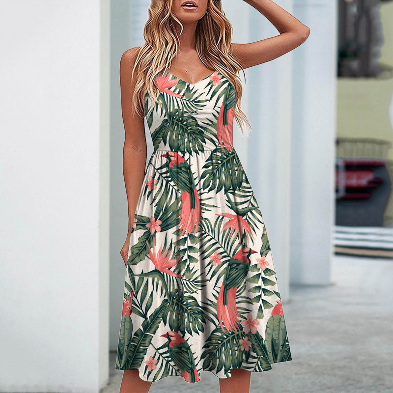 Fashion Floral Printed Casual Sleeveless Dress