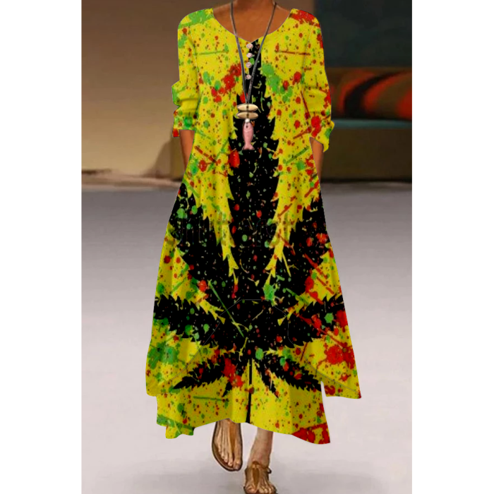 Women's Oversized Long Sleeve Loose Retro Sexy Fashion Party Maxi Dress