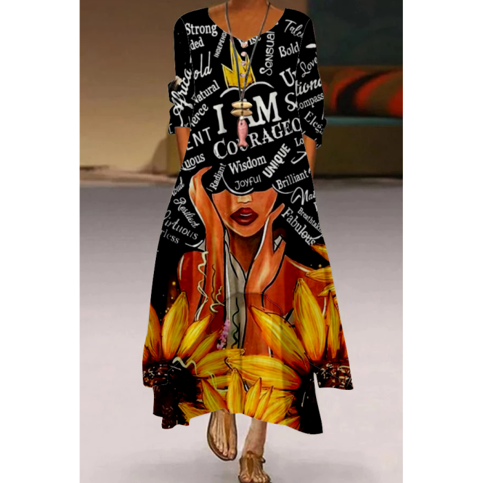Fashionable Long Sleeve Loose Comfortable  Maxi Dress