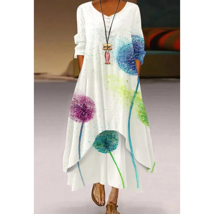 Ladies Natural Print Sexy Fashion High Waist  Casual Dress