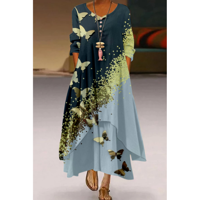 Fashion Floral Sexy 3D Printed Slim Casual Elegant  Maxi Dress