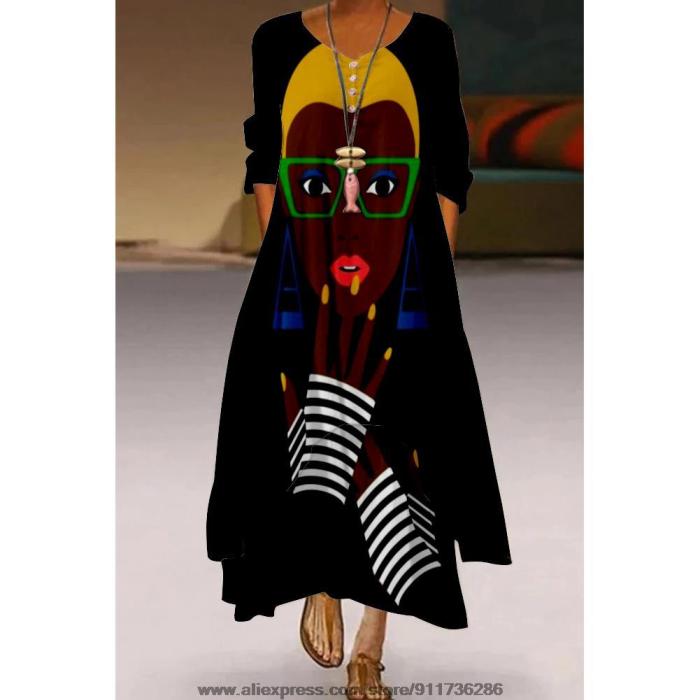 3D Printed Boho Sexy Vintage Party Maxi Dress