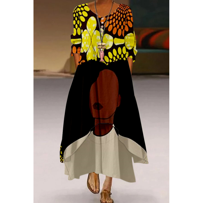 Fashionable Long Sleeve Loose Comfortable  Maxi Dress