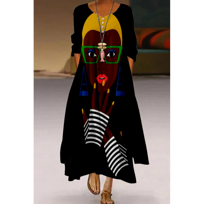 3D Printed Boho Sexy Vintage Party Maxi Dress