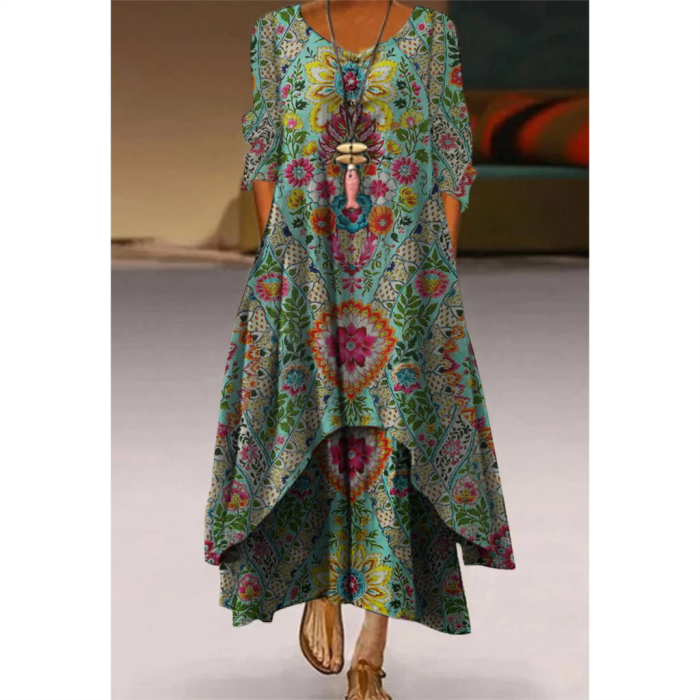 Floral Knee-length Loose Dress