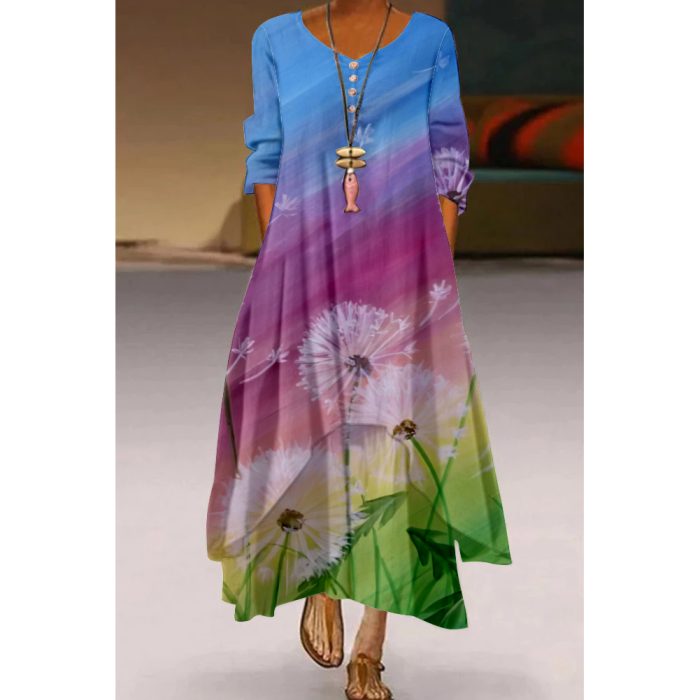 Knee Length Long Sleeve Loose Casual Dress