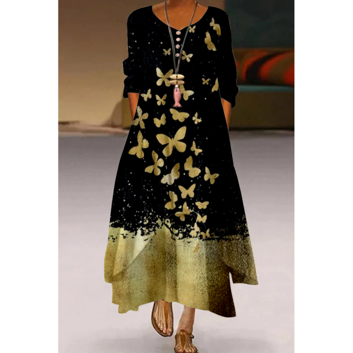 Fashion Floral Sexy 3D Printed Slim Casual Elegant  Maxi Dress