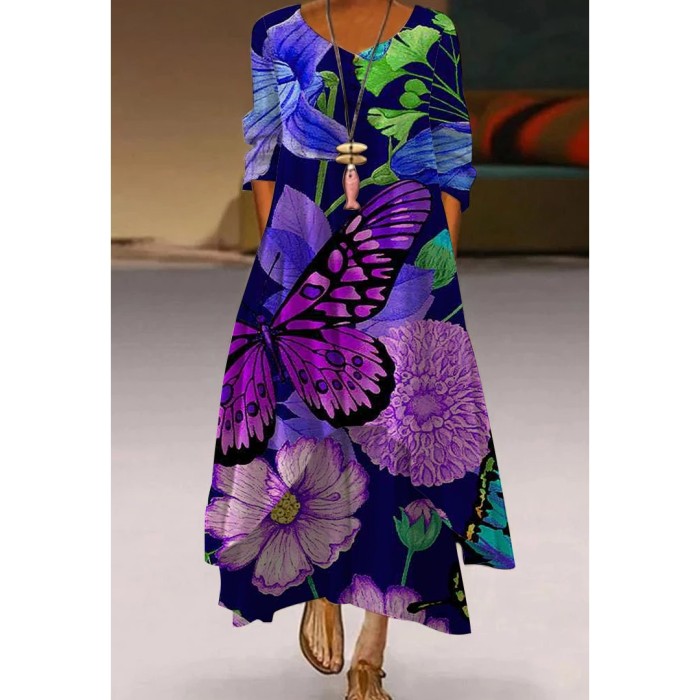 Autumn Fashion Street Print Beach Sexy  Maxi Dress