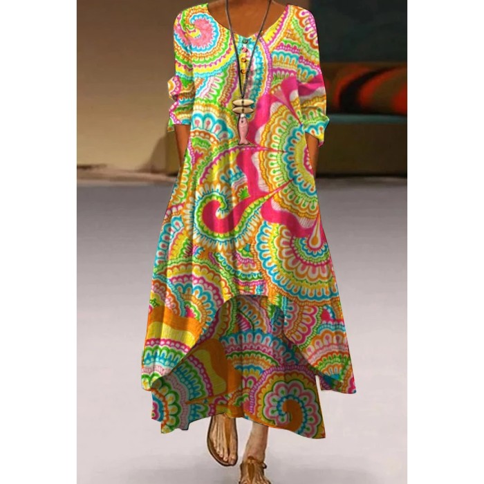 Autumn Fashion Street Print Beach Sexy  Maxi Dress