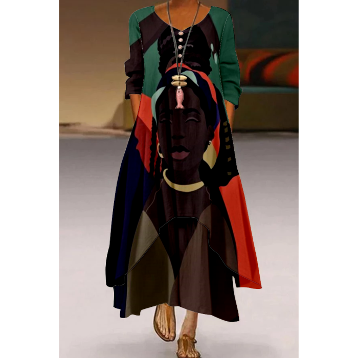Fashionable Long Sleeve Loose Comfortable  Maxi Dress