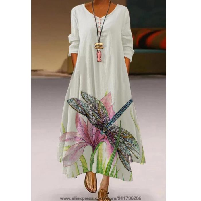 Floral Knee-length Loose Dress