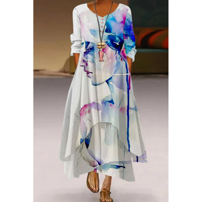 Simple Style Long Sleeved Knee Length Loose Comfortable Sexy Dress