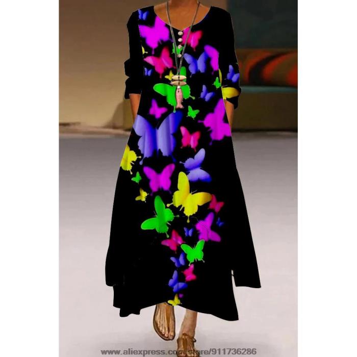 3D Printed Boho Sexy Vintage Party Maxi Dress