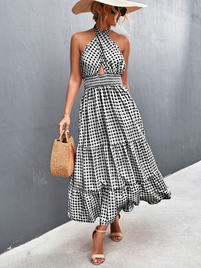 Print Floral Sleeveless Fashion High Waist Dress
