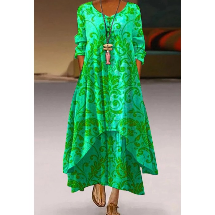 Autumn Fashion Street Print Beach Sexy  Maxi Dress
