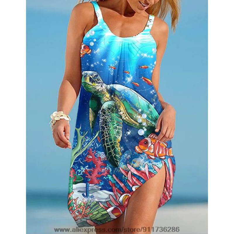 Beach Vacation Party 3D Print Loose Dress
