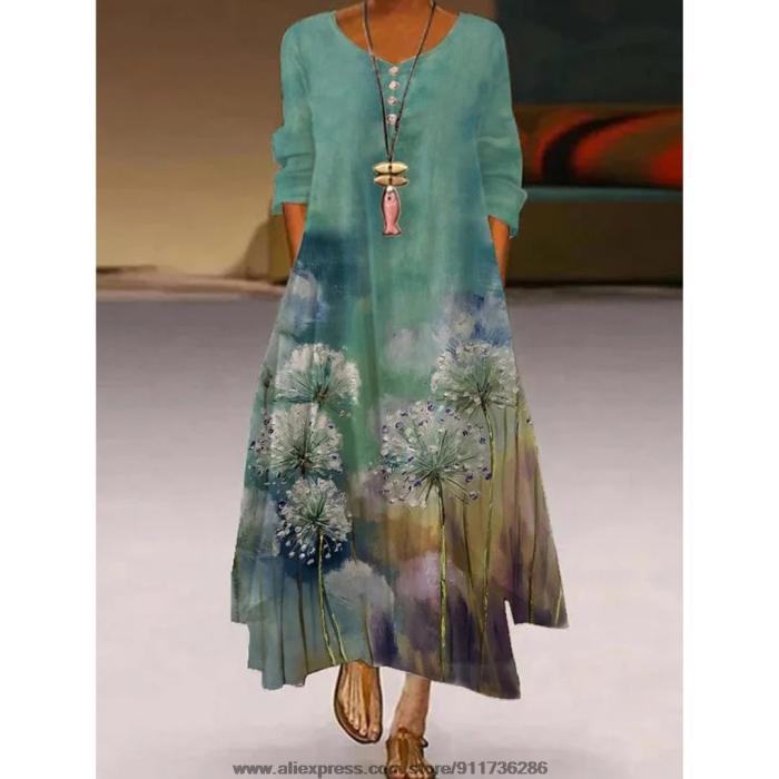 Floral Knee-length Loose Dress