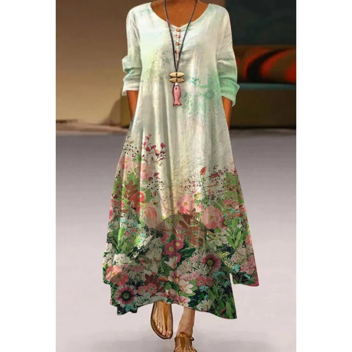 Autumn Fashion Street Print Beach Sexy  Maxi Dress
