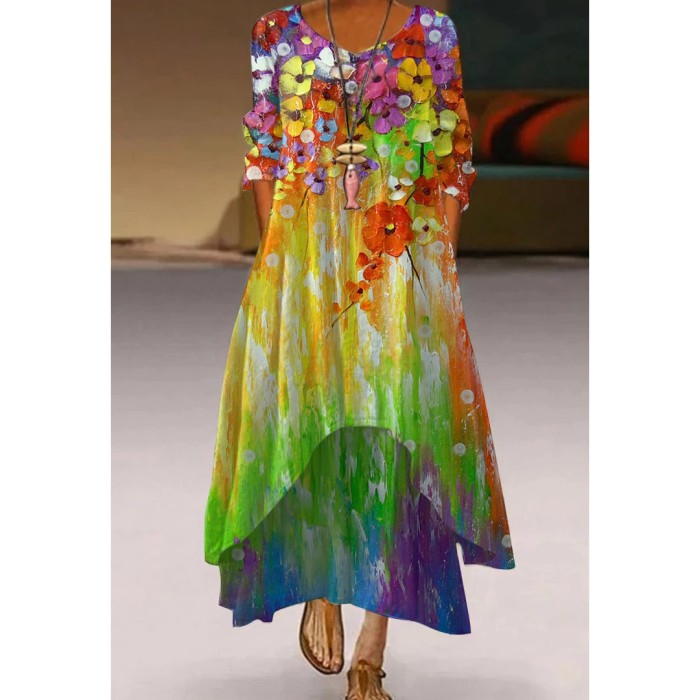 Autumn Fashion Street Print Beach Sexy  Maxi Dress