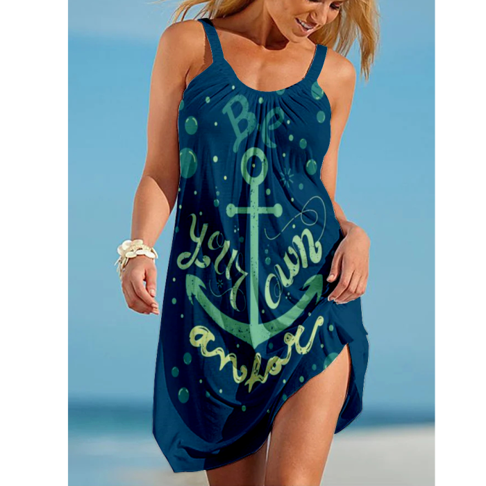 Fashion Print Suspender Sexy Sleeveless Dress