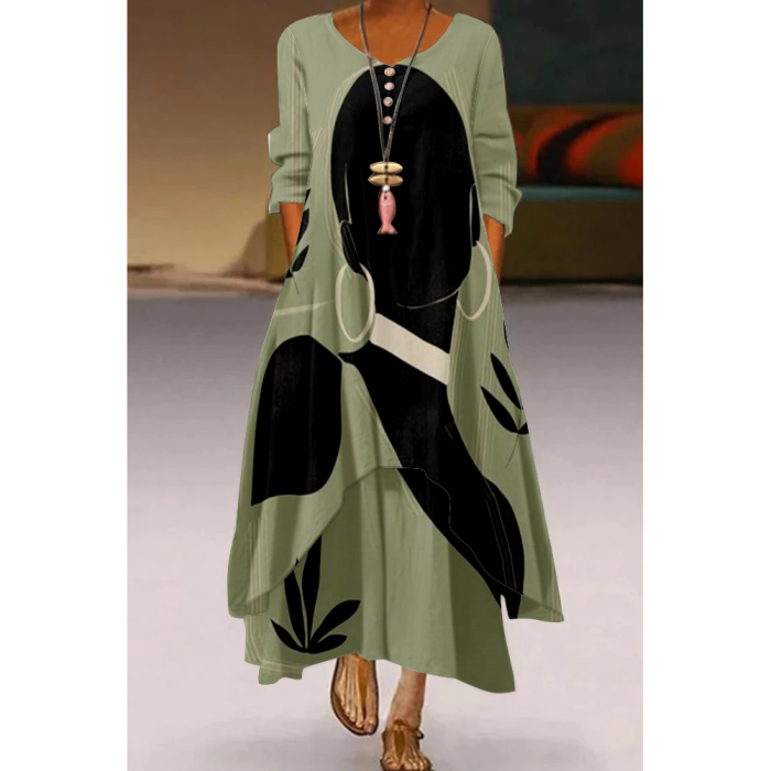 Fashionable Long Sleeve Loose Comfortable  Maxi Dress