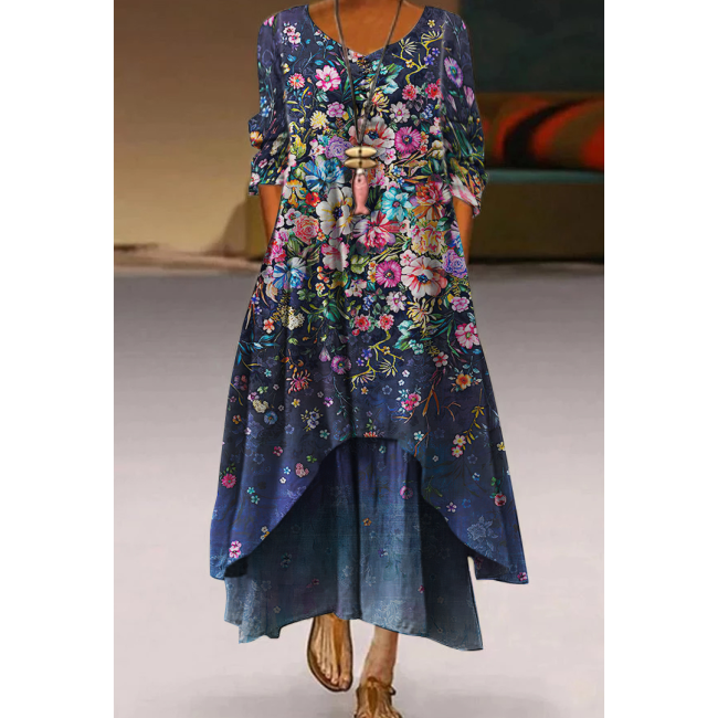 3D Floral Strapless High Slit Elegant Party Dress