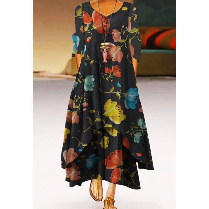 Floral Knee-length Loose Dress