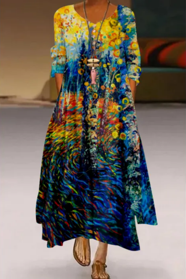 Knee Length Long Sleeve Loose Casual Dress