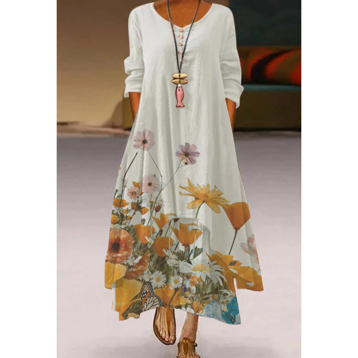 Fashion Floral Sexy 3D Printed Slim Casual Elegant  Maxi Dress