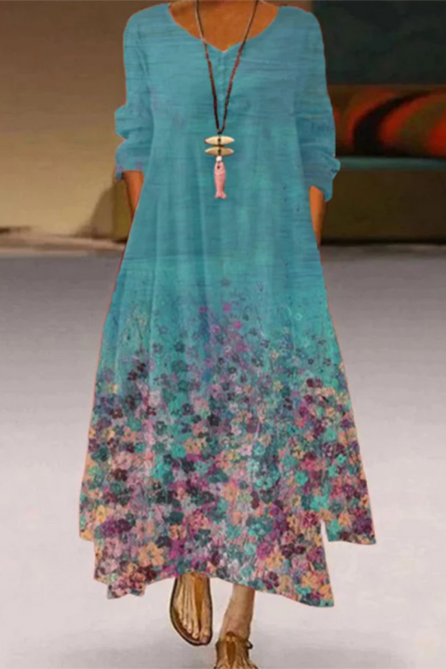 Floral Knee-length Loose Dress