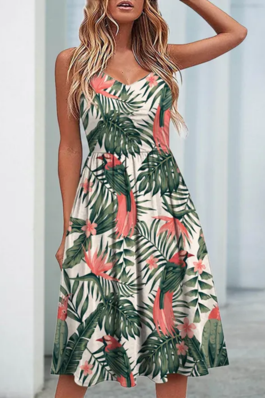 Fashion Floral Printed Casual Sleeveless Dress