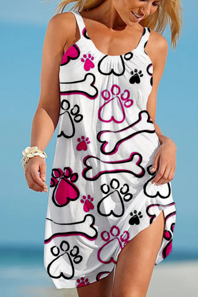 Fashion Print Suspender Sexy Sleeveless Dress