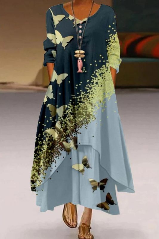 Fashion Floral Sexy 3D Printed Slim Casual Elegant  Maxi Dress