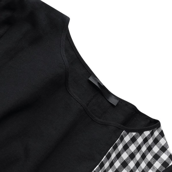 Fashion Plaid Stitching Print Loose Casual Dress