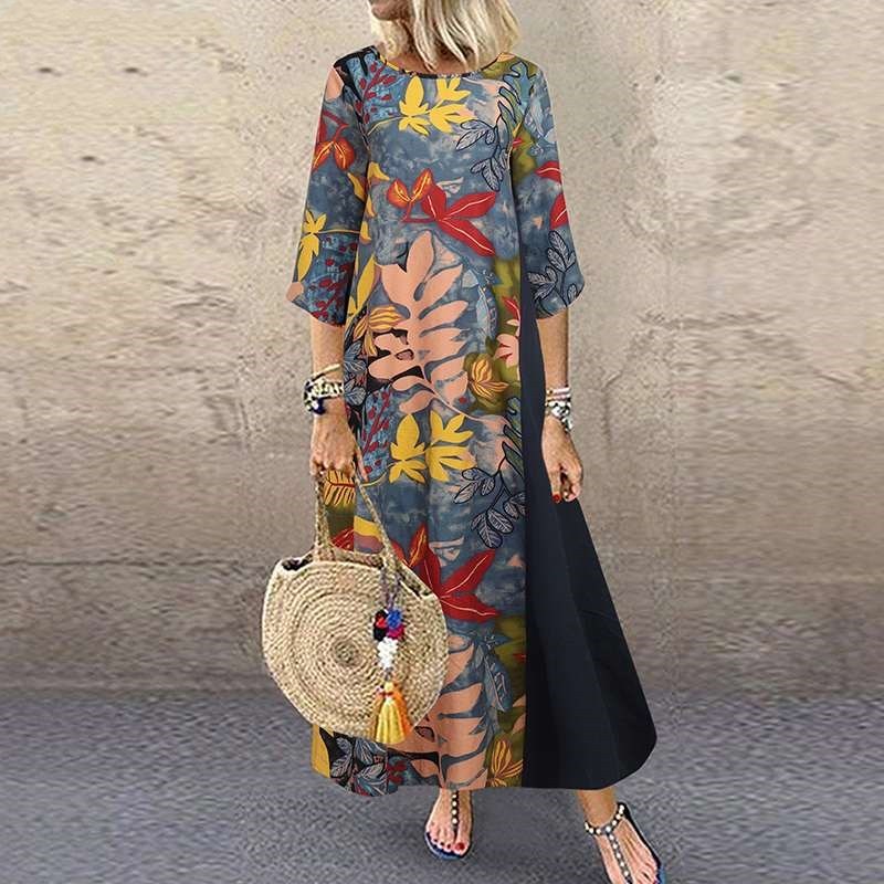 Casual Floral Print Patchwork Printed Dresses main image 1