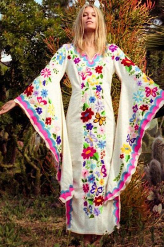 Women's Boho Butterfly Print Loose Fashion Wedding Guest Dress