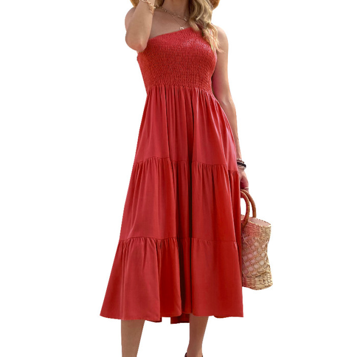 Stylish and Elegant One-Shoulder Off-Shoulder Slim Bohemian Party Wedding Guest Dress
