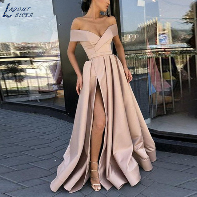 Sexy V Neck Party Solid Color Elegant Sleeveless Fashion Off Shoulder Wedding Guest Dress