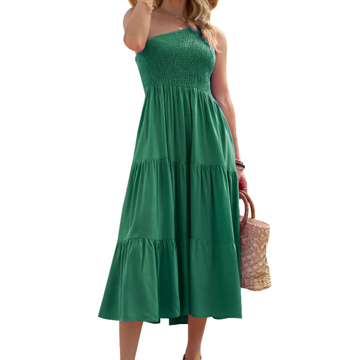 Stylish and Elegant One-Shoulder Off-Shoulder Slim Bohemian Party Wedding Guest Dress